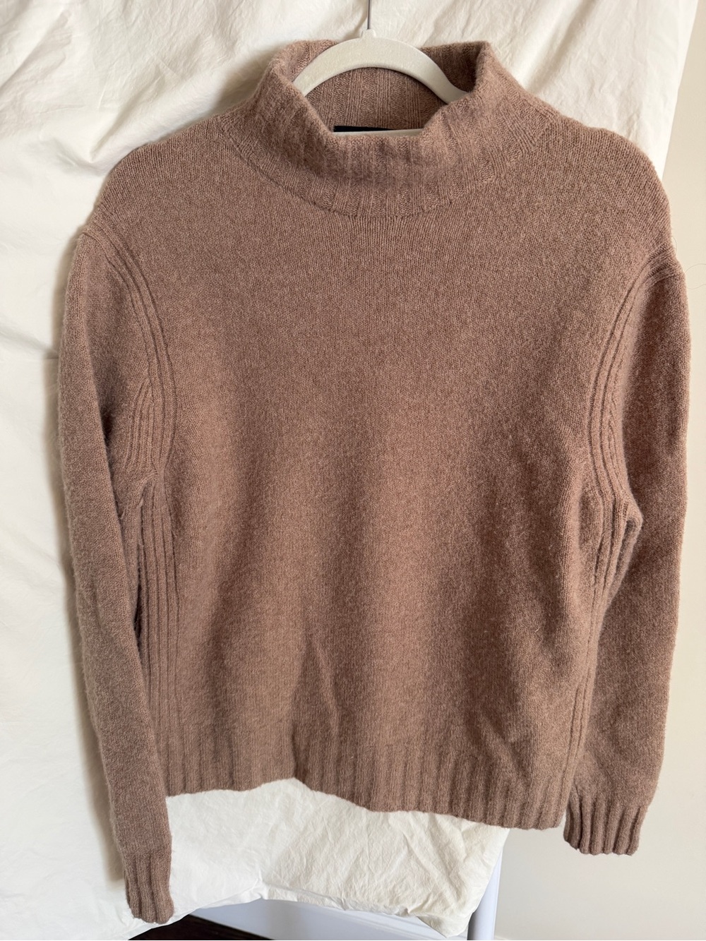 J.Crew 100% Wool Blend Mock Neck Sweater Beige Oatmeal Size L